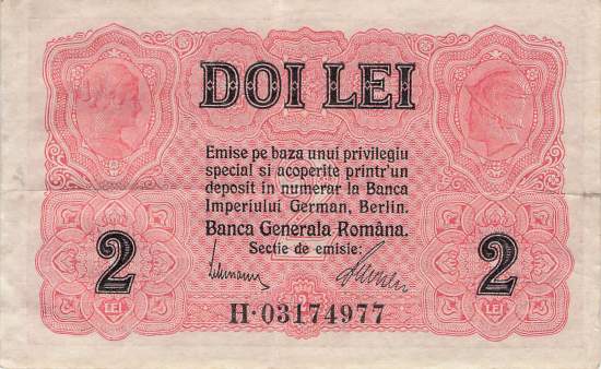 Rumänien 2 Lei ro.475 1917